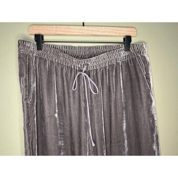 Jade by Johnny Was Wide Leg Flowy Velvet Pants Silk Blend Elastic Waist Large - Picture 3 of 9